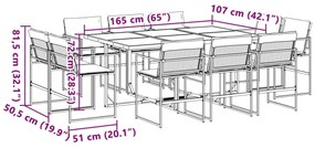 11 pcs conj. de jantar p/ jardim c/ almofadões textilene preto