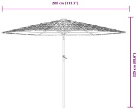 Guarda-sol de jardim com poste de aço 288x288x225 cm branco