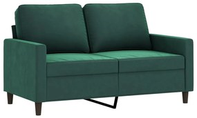 2 pcs conjunto de sofás com almofadões veludo verde-escuro