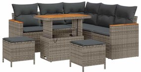Conjunto de Sofá de Jardim vidaXL com Almofadas Cinzas em Rattan Polip