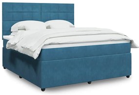Cama com molas/colchão 180x200 cm veludo azul-escuro