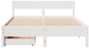 Cama sem colchão 135x190 cm madeira de pinho maciça branco