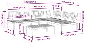 4 pcs conjunto de móveis de paletes p/ jardim acácia maciça