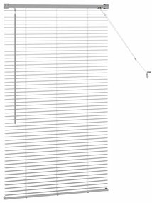Persiana de Janela com cortinas Manual Prata 80 x 130 cm Alumínio