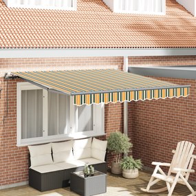 vidaXL Toldo Retrátil Manual Verde e amarelo 300 x 250 cm tecido