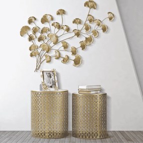 CONJUNTO DE 2 MESAS DE APOIO OBLIN Ø 41X50-37,5X47 CM DOURADO