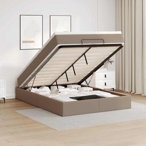 vidaXL Estrutura de cama otomana com colchão cappucino 140x190 cm
