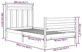 Estrutura de cama 100x200 cm madeira maciço