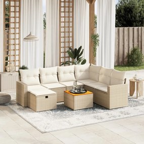vidaXL 8 pcs conjunto de sofás p/ jardim com almofadões vime PE bege