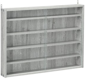 HOMCOM Vitrine de Parede para Objetos de Coleção 5 Prateleiras Ajustáveis em Altura e 2 Portas de Correr 80x9,5x60 cm Cinza | Aosom Portugal