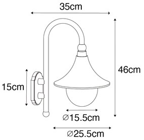 LED Candeeiro de parede exterior inteligente dourado antigo IP44 incl. Wifi A60 - Daphne Clássico / Antigo