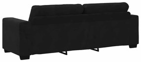 Conjunto de Sofá de 3 Peças com Almofadas em Veludo Preto