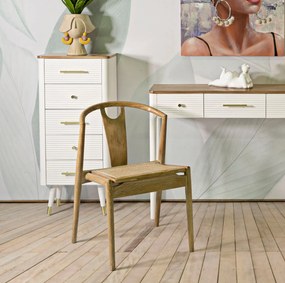 Cadeira Japan - Set 2 Peças – 56x53x76 cm – Madeira e Rattan – Design