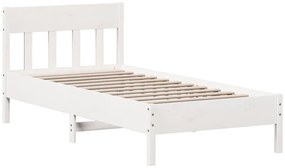 Cama com estante sem colchão 100x200 cm pinho maciço branco