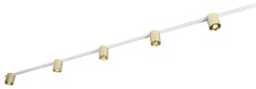 Sistema de calhas dourado e branco com 5 focos monofásicos - Rondoo Up Moderno