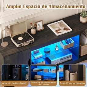Móvel de TV, 148 x 35 x 52,5 cm, Iluminação LED Multicolor, Preto
