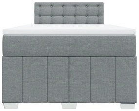 Cama boxspring com colchão 120x190 cm tecido cinzento-claro