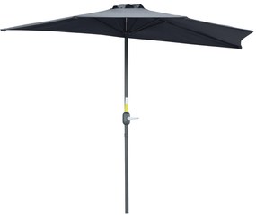 Chapéu de Sol Semicircular 269x138x236cm Chapéu de Sol à Manivela para