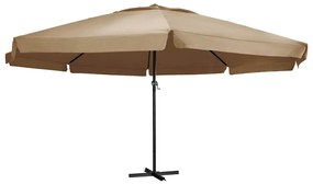 Guarda-sol jardim c/ poste alumínio 600 cm cinza-acastanhado