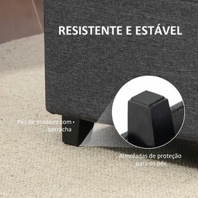 Apoio para os Pés Sala de Estar Banco Estofado em Linho com Bolso Late