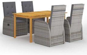 5 pcs conjunto de jantar para jardim cinzento