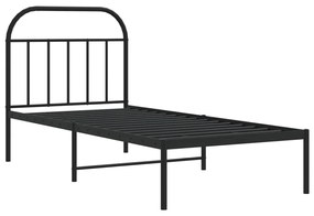 Estrutura de cama com cabeceira 90x190 cm metal preto