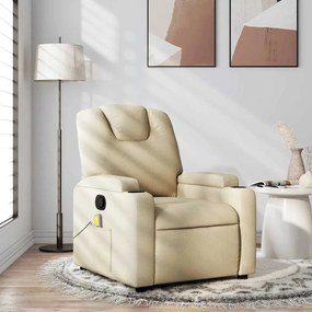Poltrona de massagens reclinável tecido cor creme