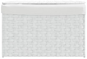 Cesto para roupa suja com tampa 55,5x35x34 cm vime PE branco