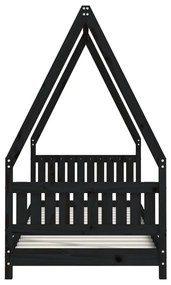 Estrutura de cama infantil 80x200 cm pinho maciço preto