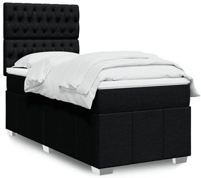 Cama com molas/colchão 90x190 cm tecido preto