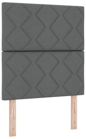 Cama Box Spring com Colchão e Banco Cinza Escuro 80x200 cm Tecido