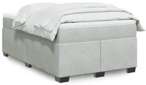 Cama boxspring com colchão 120x190 cm veludo cinzento-claro