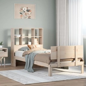 vidaXL Cama com estante sem colchão 90x200 cm pinho maciço