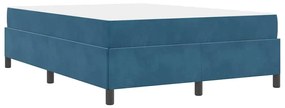 Estrutura da Cama Azul Escuro e Branco 160 x 200 cm Veludo