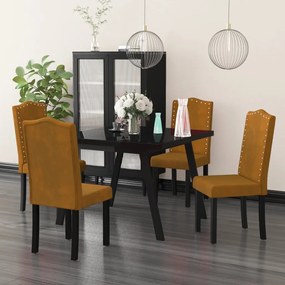 vidaXL Cadeiras de jantar 4 pcs veludo castanho