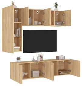 vidaXL 5 pcs móveis de parede p/ TV derivados madeira carvalho sonoma