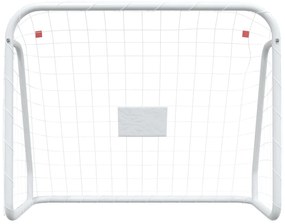 Baliza de futebol com rede 125x96x60 cm aço/poliéster branco