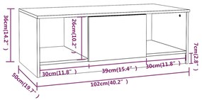 Mesa de centro 102x50x36cm derivados de madeira cinzento sonoma