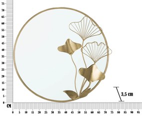 ESPELHO DE PAREDE COM FLORES DOURADO 75X3,5X72 CM