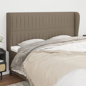 3118204 vidaXL Cabeceira cama abas tecido 163x23x118/128 cm cinza-acastanhado