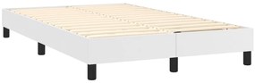 Cama box spring c/colchão/LED 120x200cm couro artificial branco
