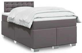 Cama boxspring com colchão 120x190 cm couro artificial cinzento