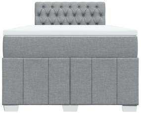 Cama boxspring com colchão 120x190 cm tecido cinzento-claro