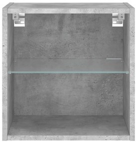 Mesa de cabeceira de parede com luzes LED cinzento cimento