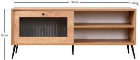 Móvel TV Pascal – Carvalho e Preto – 138x55x30 cm