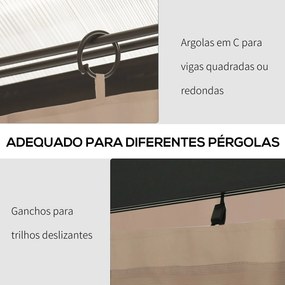 4 Paredes Laterais para Tenda 302x205 cm (Não incluida) Laterais para Tenda Universal com Ganchos e Argola em C para Jardim Terraço Castanhas