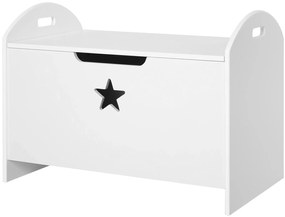 HOMCOM Baú de Brinquedos Organizador de Brinquedos Infantil com Desenho de Segurança Amplo Espaço 62x40x46,5cm Branco