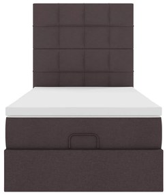 Cama otomana com colchão 90x200 cm tecido castanho escuro