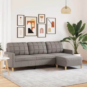 vidaXL Sofá de 3 lugares + apoio de pés 210cm tecido cinza-acastanhado