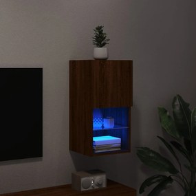 Móvel de TV com luzes LED 30,5x30x60 cm carvalho castanho